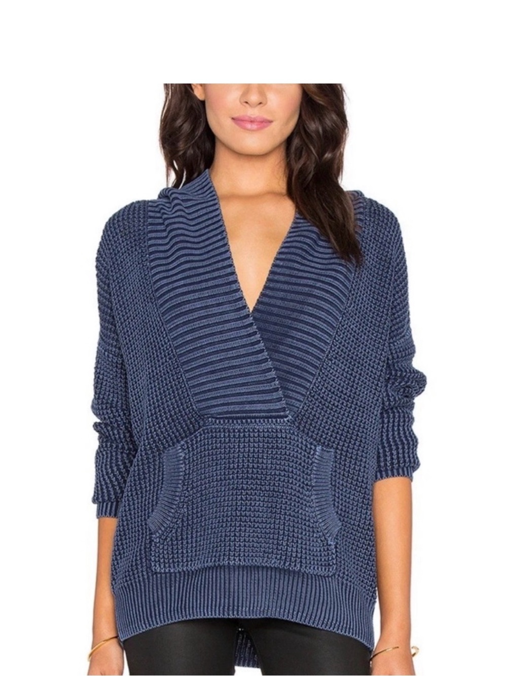 PAIGE Blue Hooded Knit Cardigan